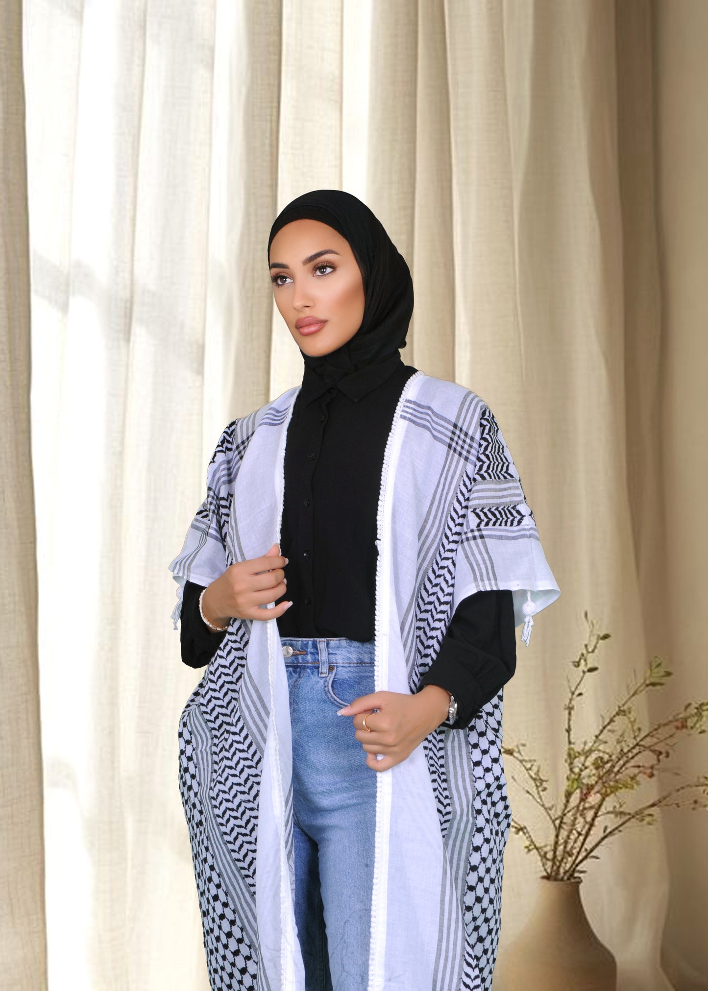 Black & White Kuffieyeh Cardigan